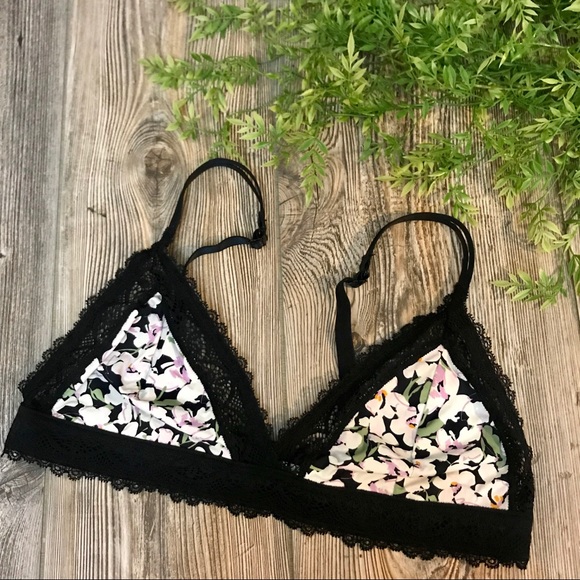 auden Other - auden // black blush pink floral print bralette xl